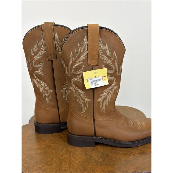 NWT Masterson Brown Stitch Details Square Toe Western Boot Mens Size 7.5 Mexico main image 6